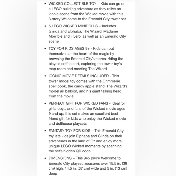 🌀LEGO WICKED WELCOME TO EMERALD CITY COLLECTABLE TOY 2024 -  NEW IN BOX - Picture 10 of 10